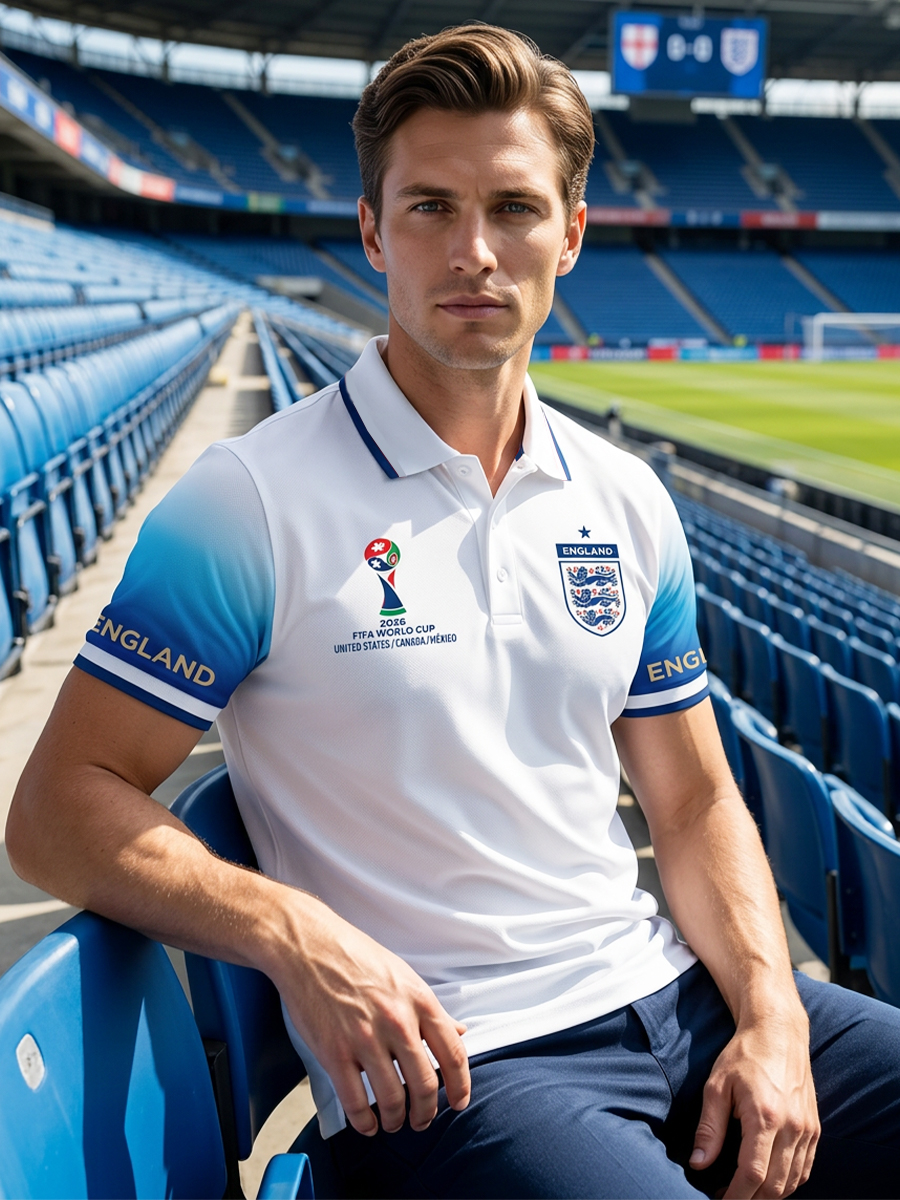 Men's vintage British football fan printed casual polo shirt