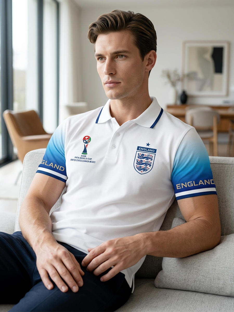 Men's vintage British football fan printed casual polo shirt