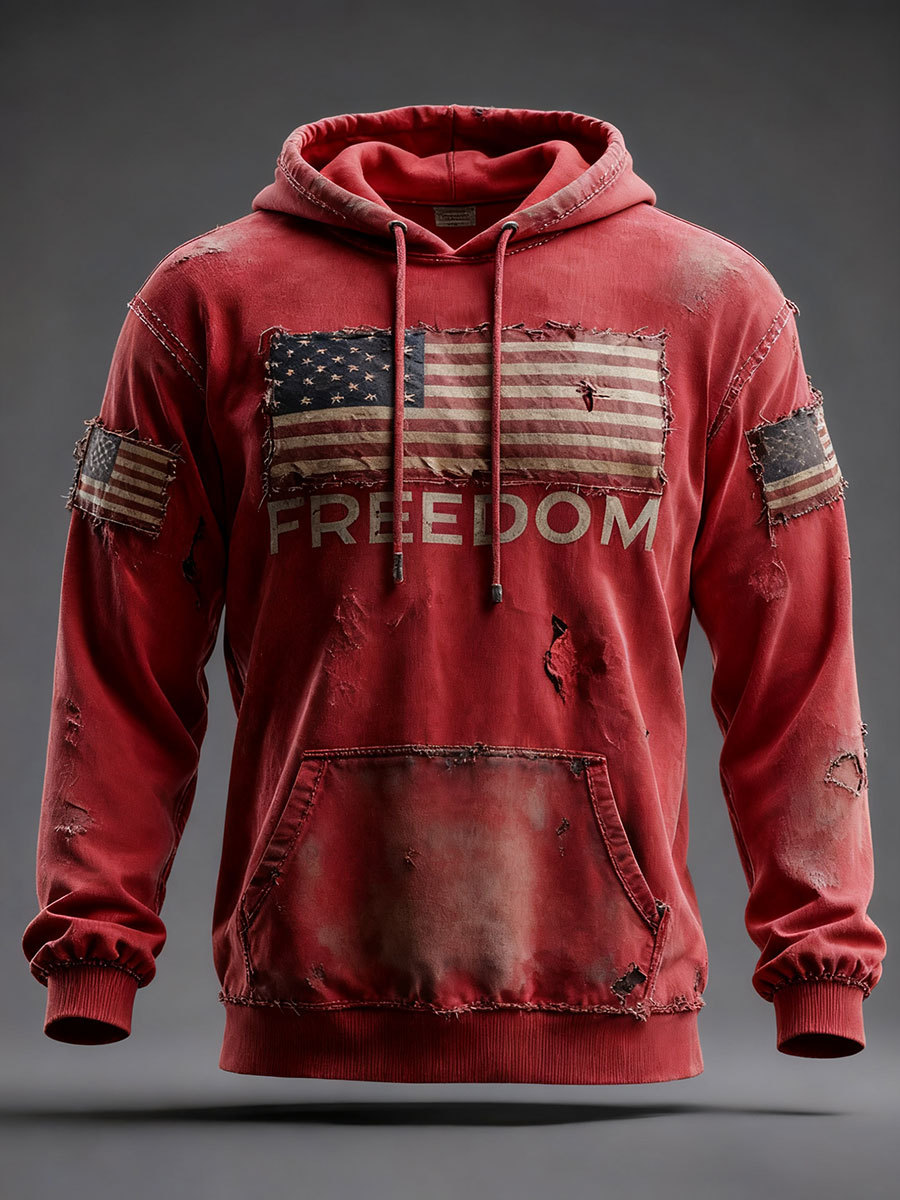 Men's Freedom Printed Casual Hoodie