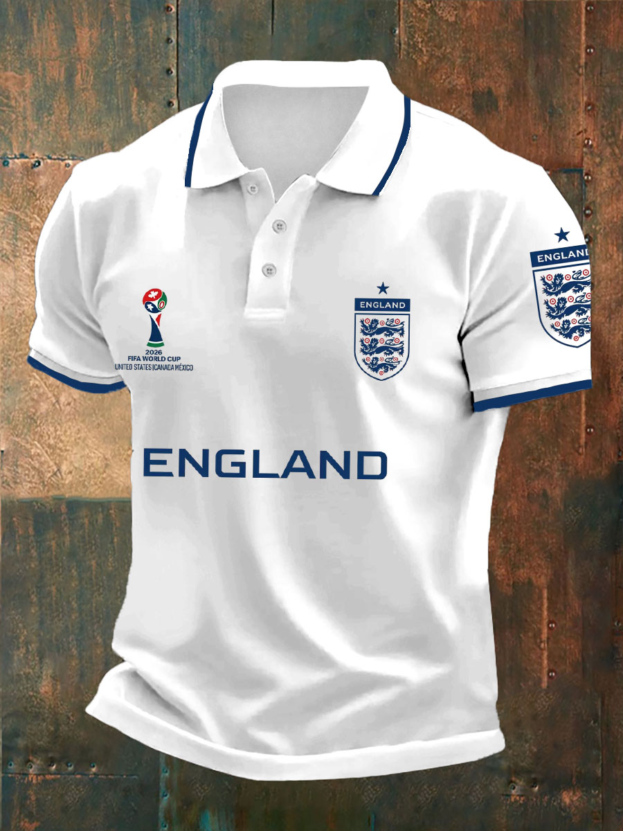 Men's UK Football Lover England 2026 Printed polo shirt