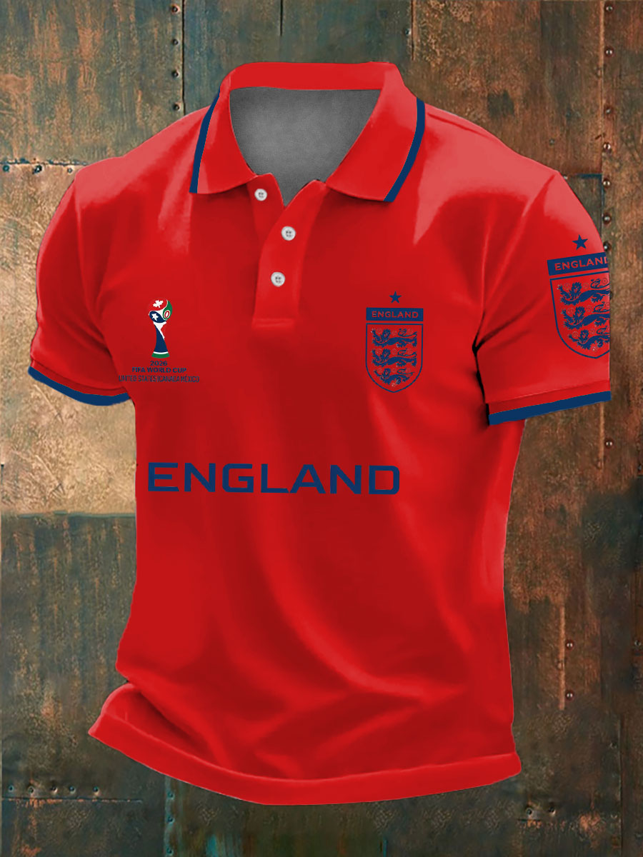 Men's UK Football Lover England 2026 Printed polo shirt