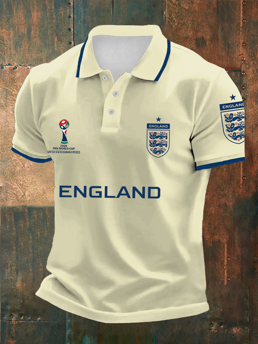 Men's UK Football Lover England 2026 Printed polo shirt