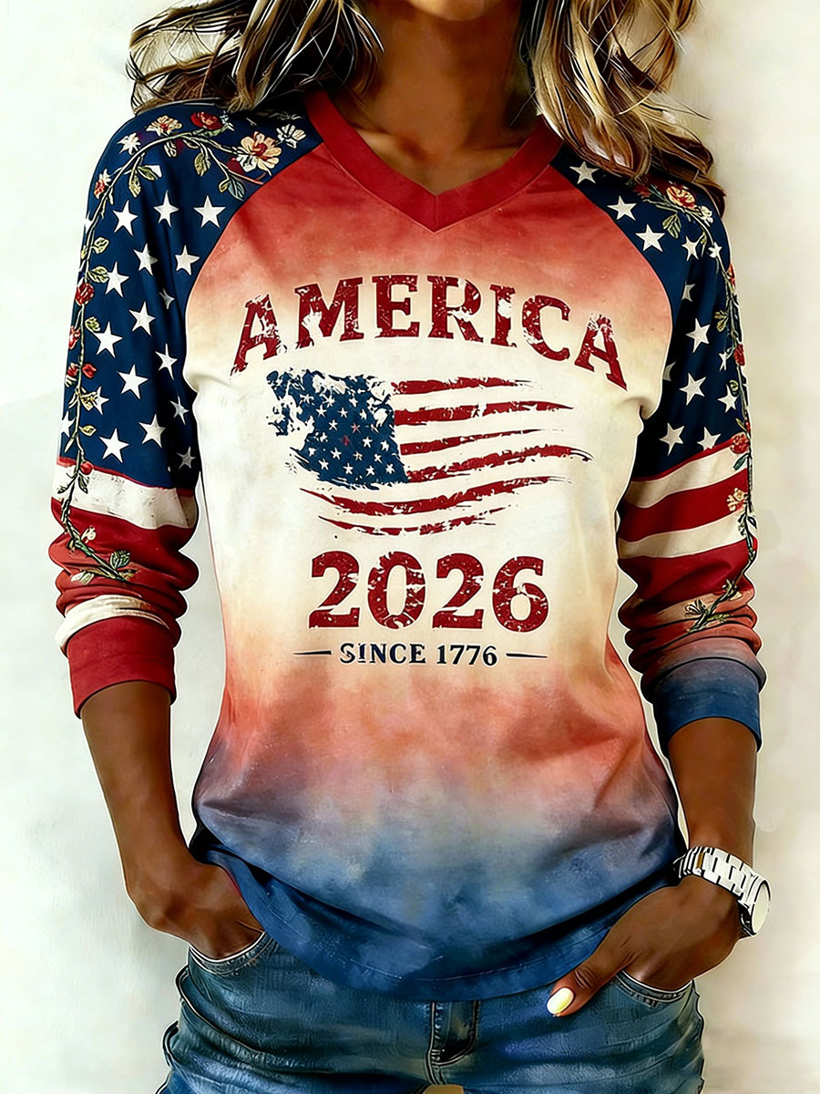 Women's America 2026 V-Neck T-Shirts