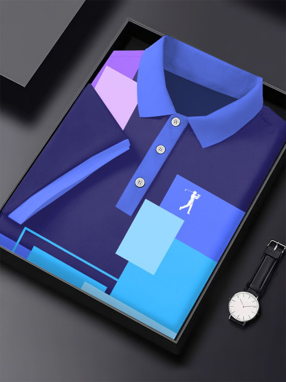 Men's Vintage Business Style Printed Casual Polo Shirt