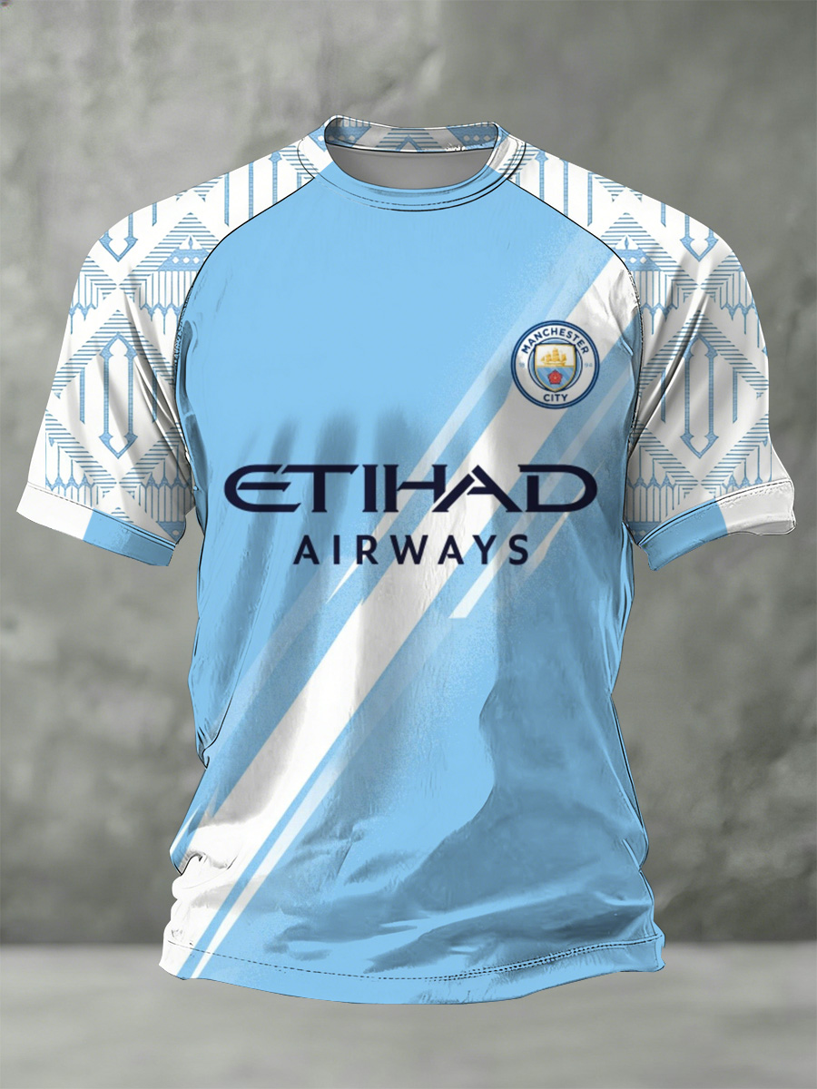 Manchester City F.C. Team Support Print Casual T-Shirt