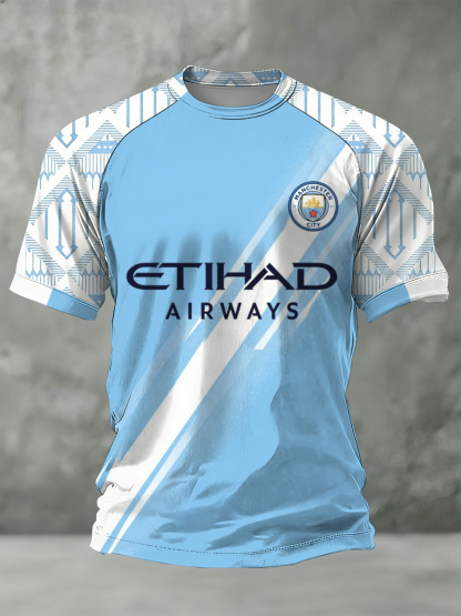 Manchester City F.C. Team Support Print Casual T-Shirt