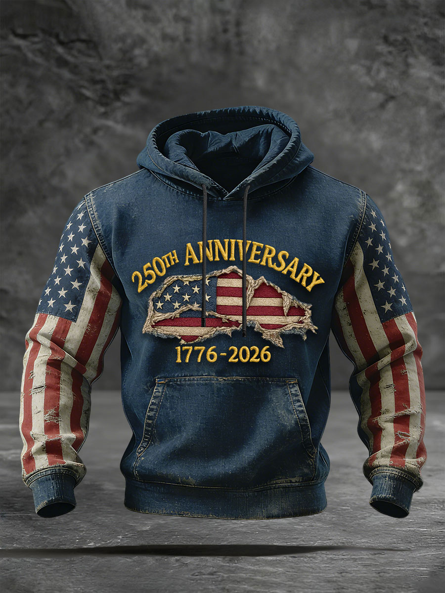 Men's Anniversary Printed Casual Hoodie