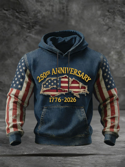 Men's Anniversary Printed Casual Hoodie