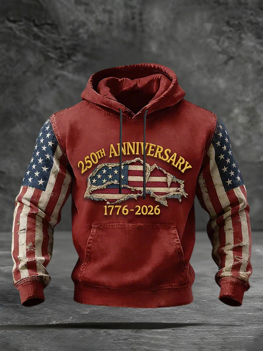 Men's Anniversary Printed Casual Hoodie