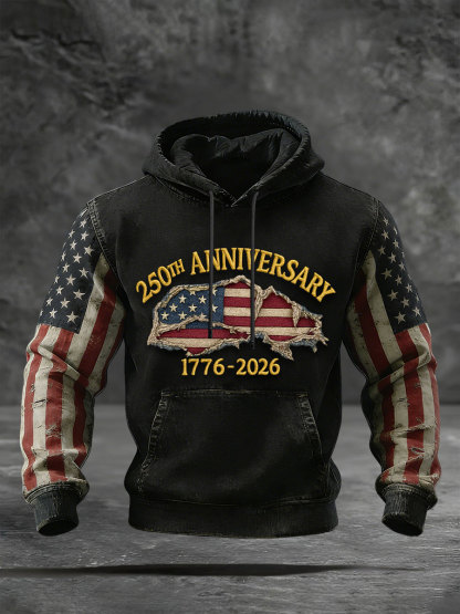 Men's Anniversary Printed Casual Hoodie