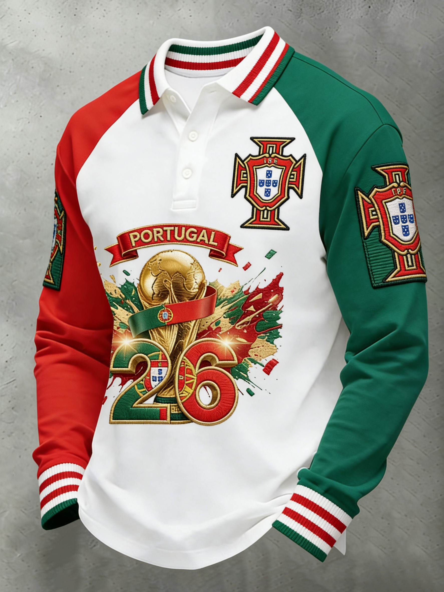 Men's Portugal Football Fan Polo With Artistic Print 