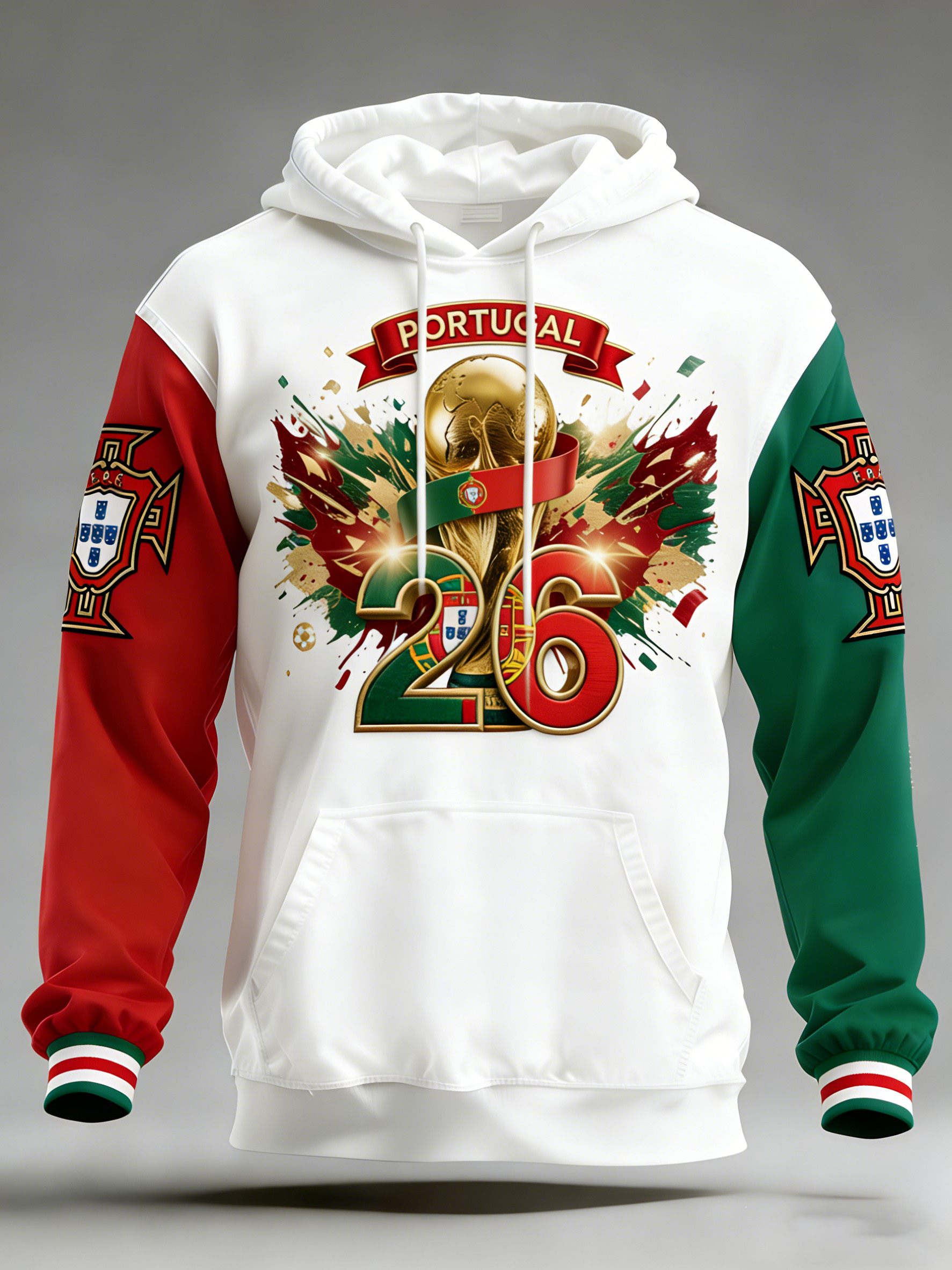 Men's Portugal Football Fan Long-Sleeve Sweatshirt With Artistic Print