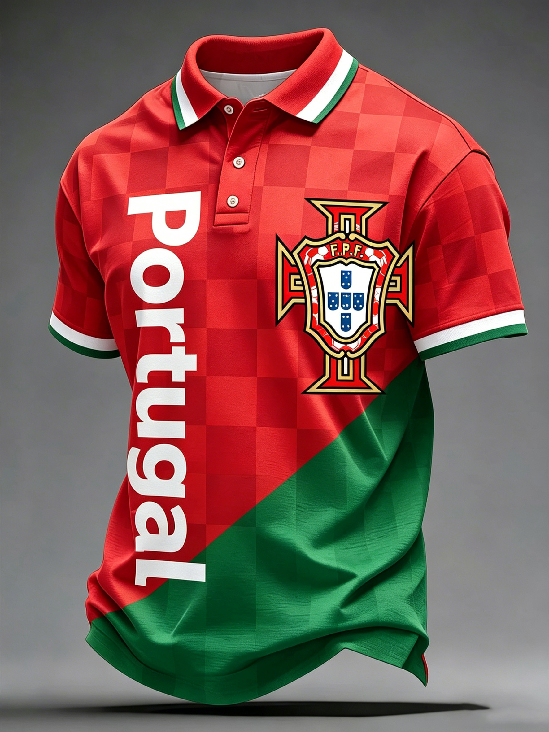 Men's Portugal Football Match Art Print Fan Polo Shirt
