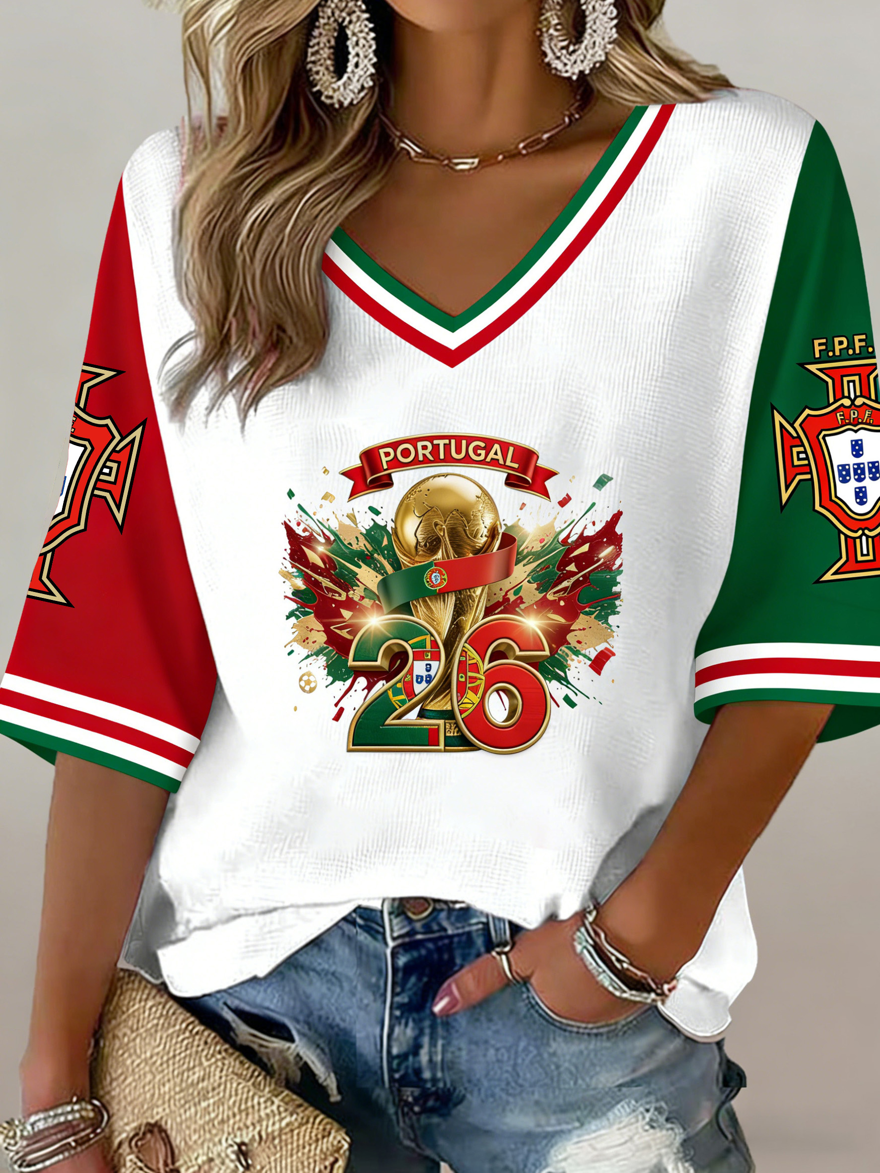Women's Portugal Football Fan T-Shirt – Artistic Print