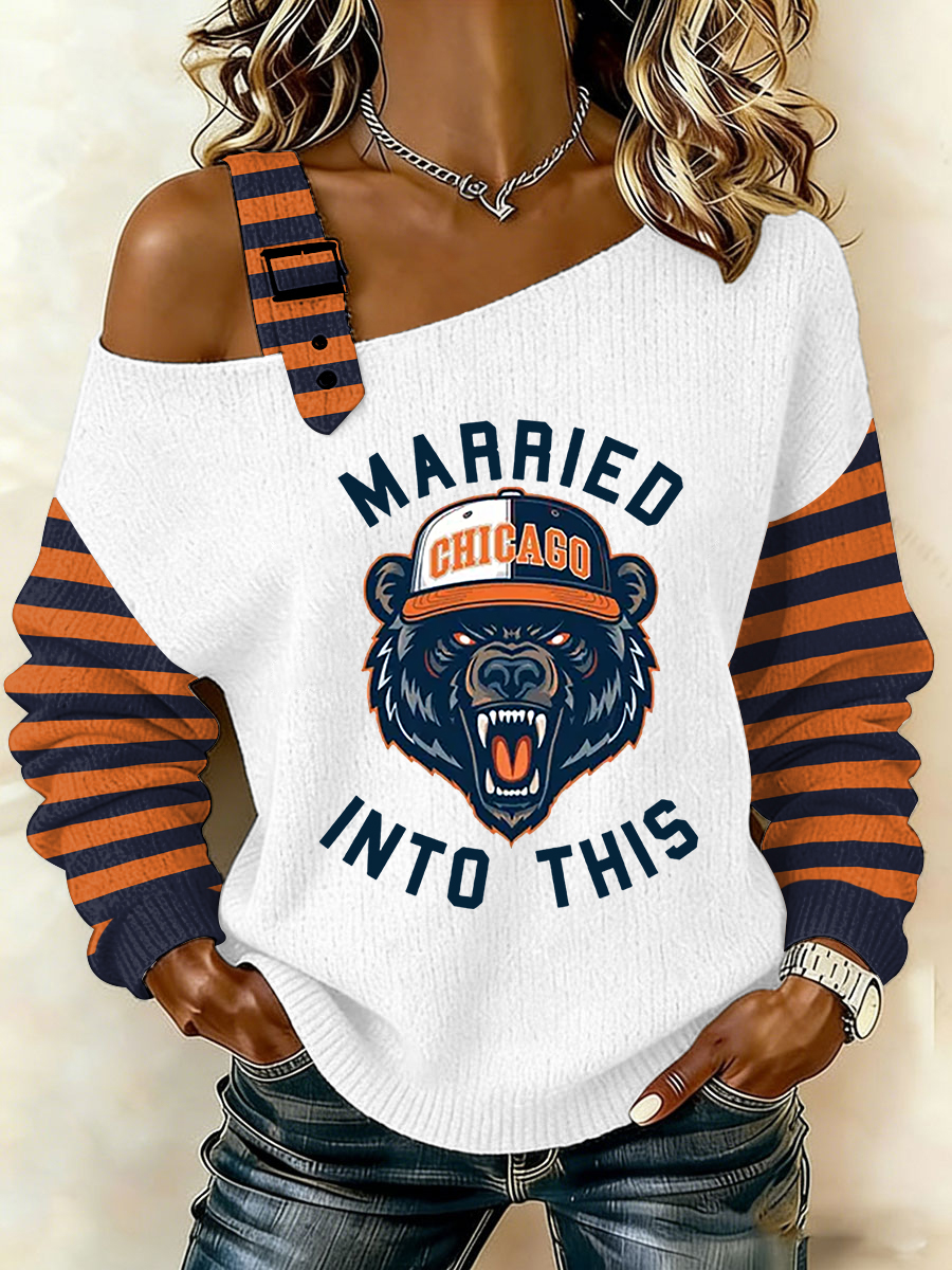 Women's Print Football Fans Gameday Casual Off-Shoulder Top