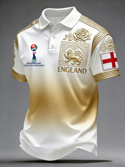 Men's British Football Art Print Fan Cheering Polo