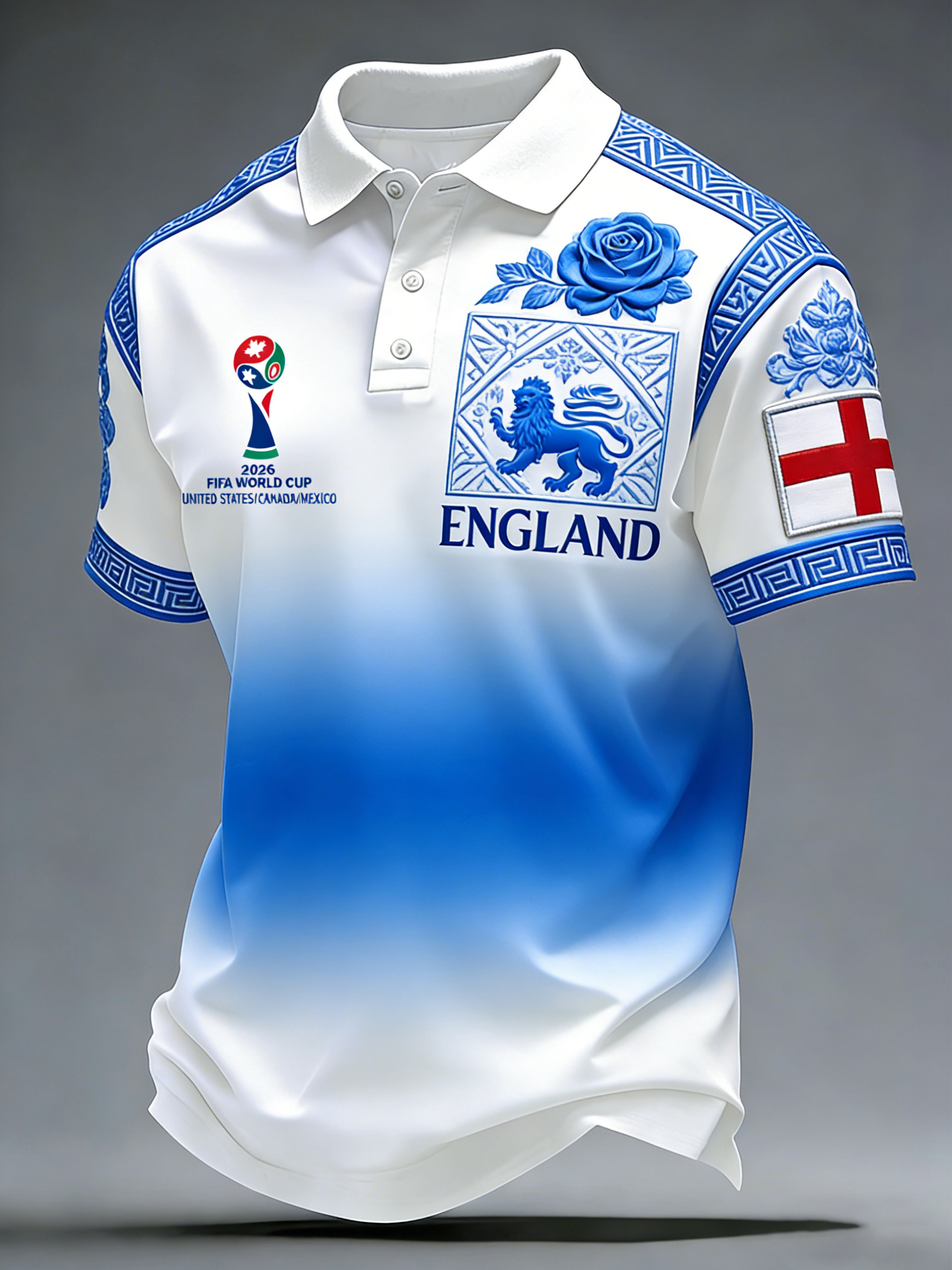 Men's British Football Art Print Fan Cheering Polo