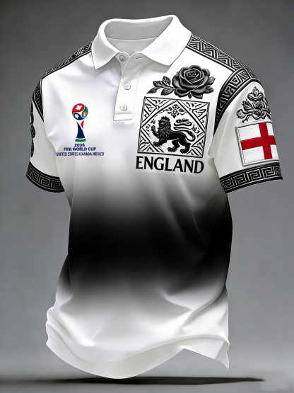 Men's British Football Art Print Fan Cheering Polo