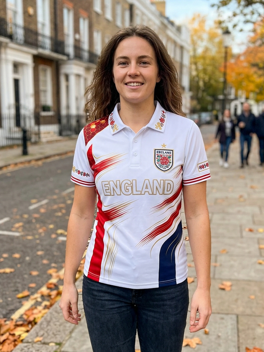 Women's England Football Polo T-Shirt