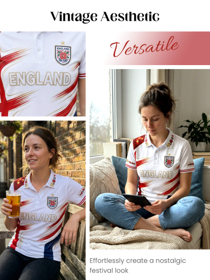 Women's England Football Polo T-Shirt