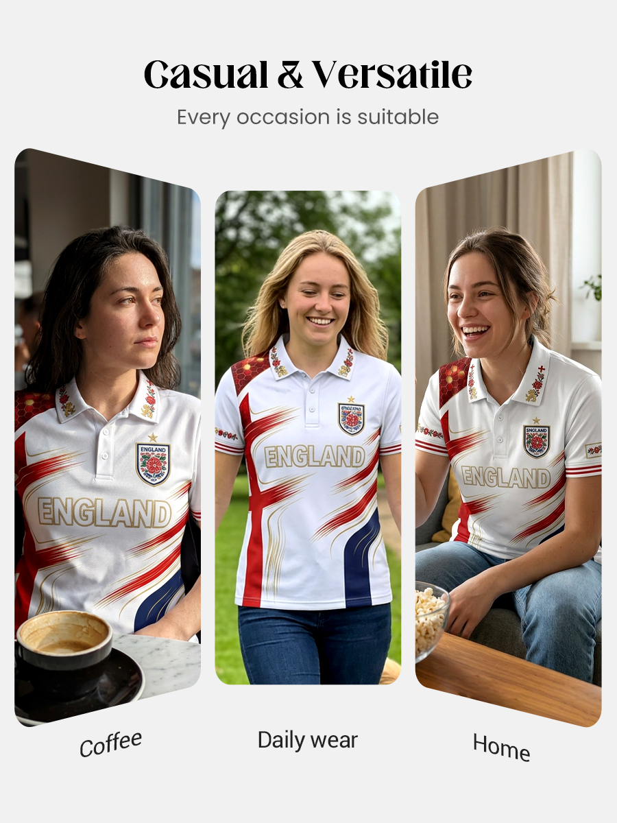 Women's England Football Polo T-Shirt
