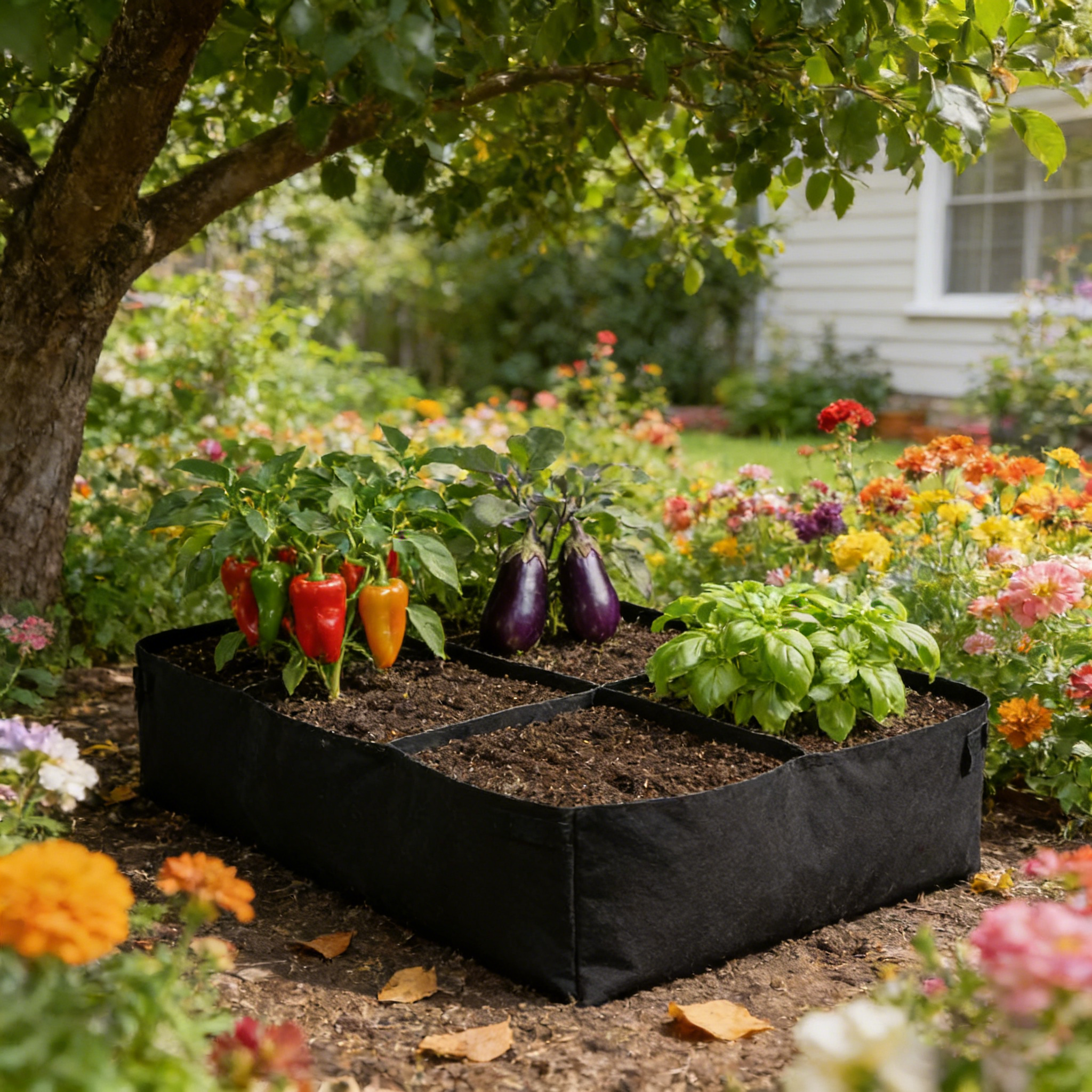 Multi-compartment balcony vegetable planting bag