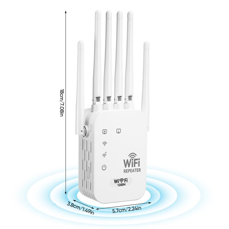 WiFi Extender 2025 6-Antenna Strong Signal, 1200Mbps Dual Band (5GHz/2.4GHz) Booster, Covers 12,000 sq. ft & 100 Devices, Repeater with Gigabit Port & AI Connectivity, Ideal for Home Studios, Remote Workspaces, VR Areas TikTokShopBlackFriday