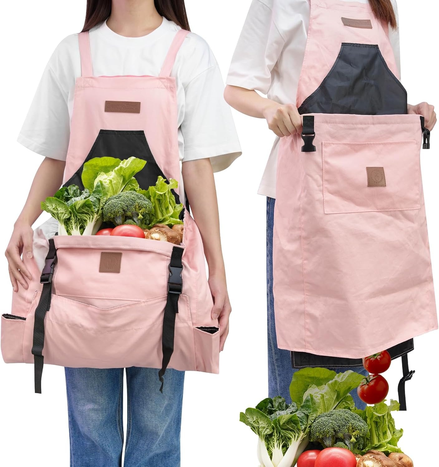 Canvas Gardening Apron with Pockets and Harvesting Pouch 