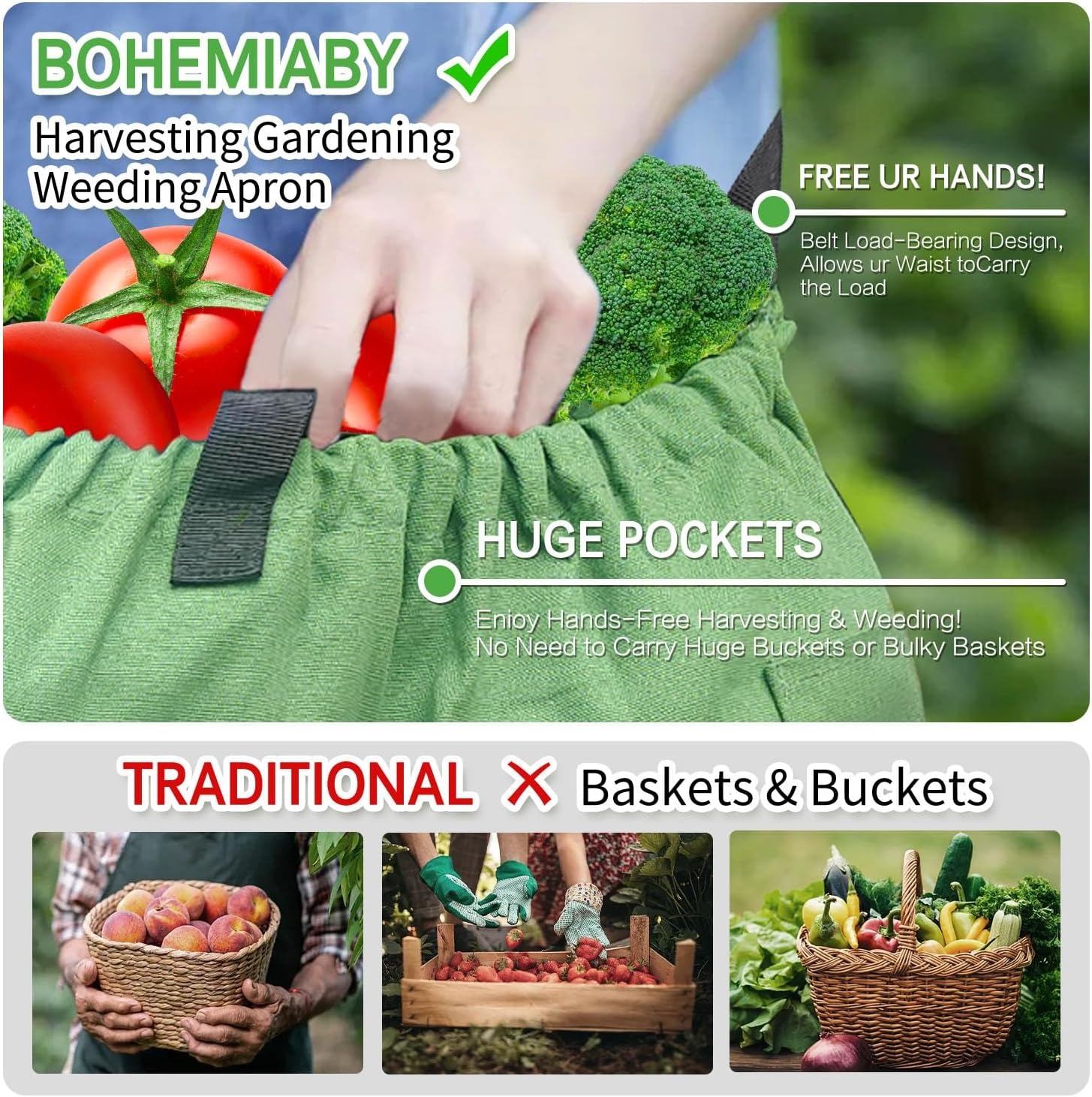 Gardening Apron Harvest Apron with Pockets