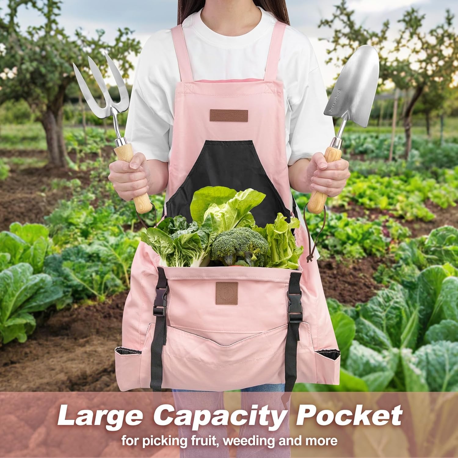 Canvas Gardening Apron with Pockets and Harvesting Pouch 