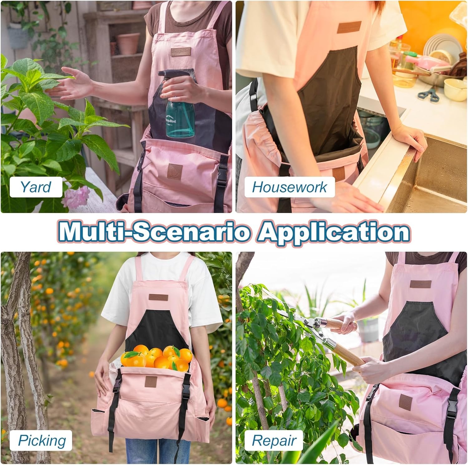 Canvas Gardening Apron with Pockets and Harvesting Pouch 