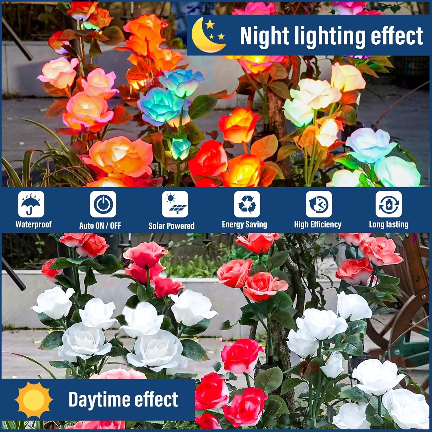 7-Color Changing Rose Lights for Yard