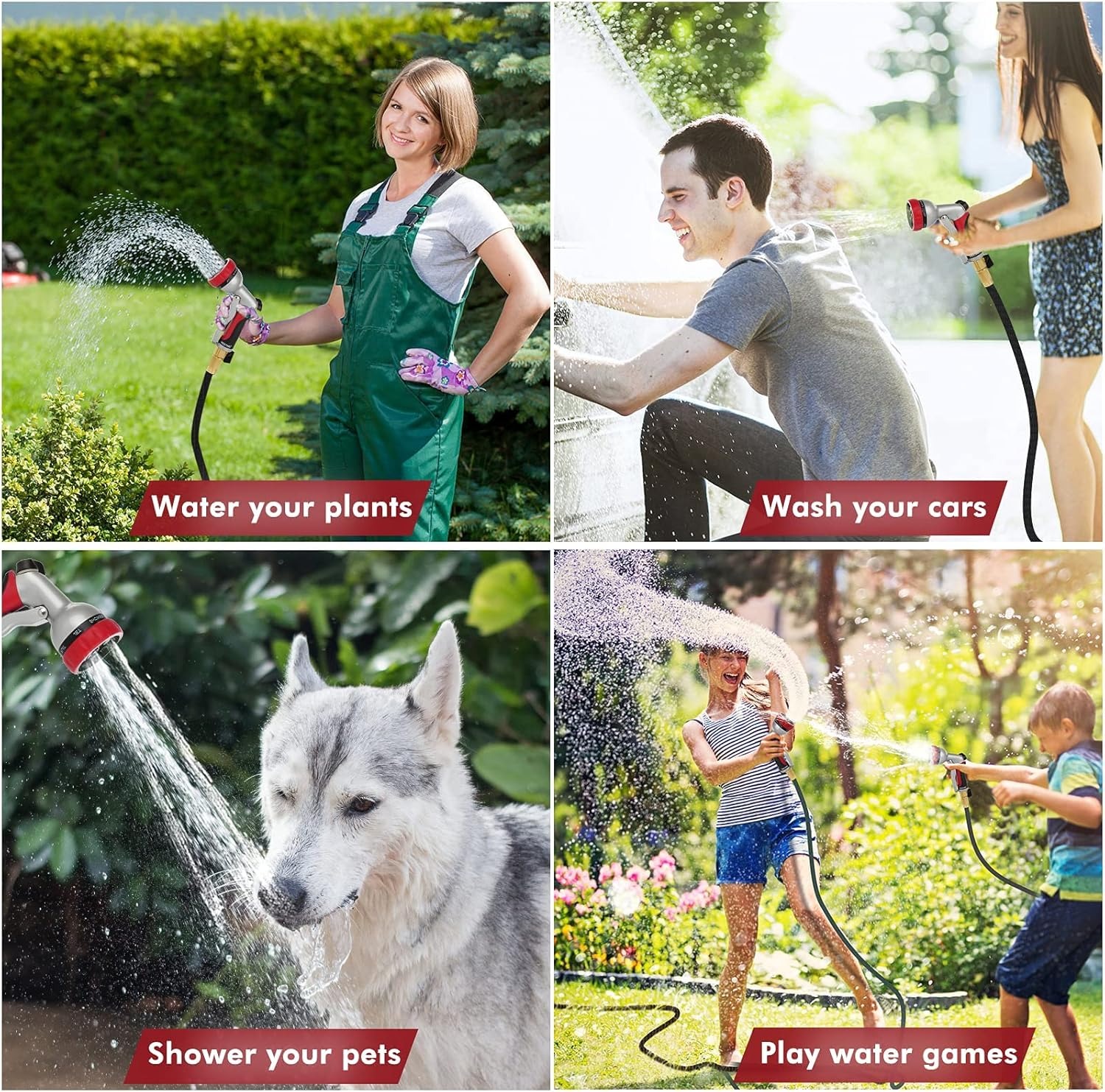 Heavy Duty Metal Water Hose Nozzle with 7 Adjustable Spray Patterns