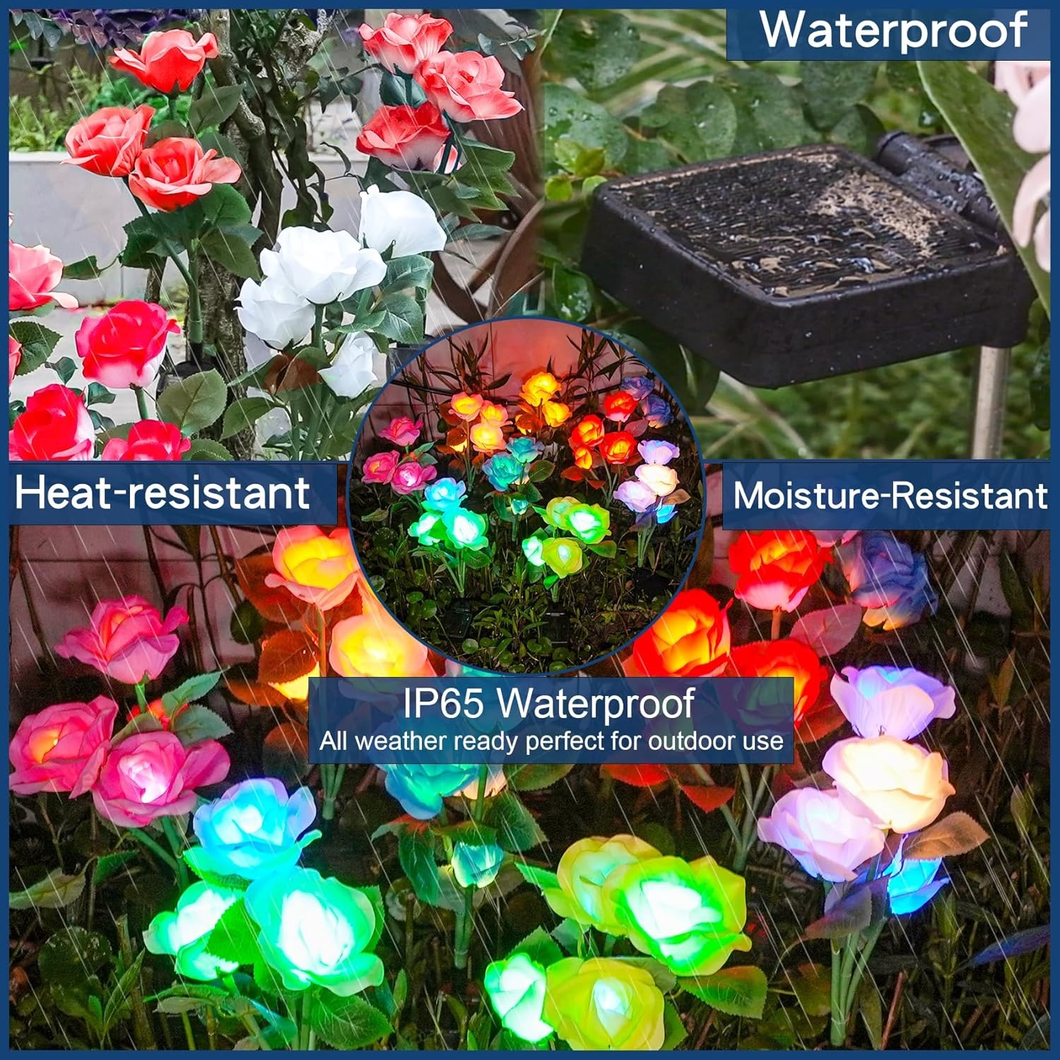 7-Color Changing Rose Lights for Yard