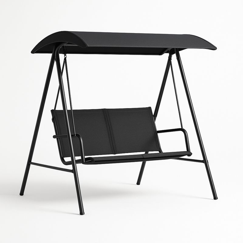 Gartenschaukel Schwarz Stahl Polyester 180x120x164 cm