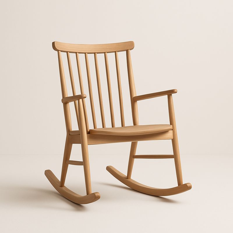 Schaukelstuhl Holz Hellbraun 113cm x 55cm x 76cm