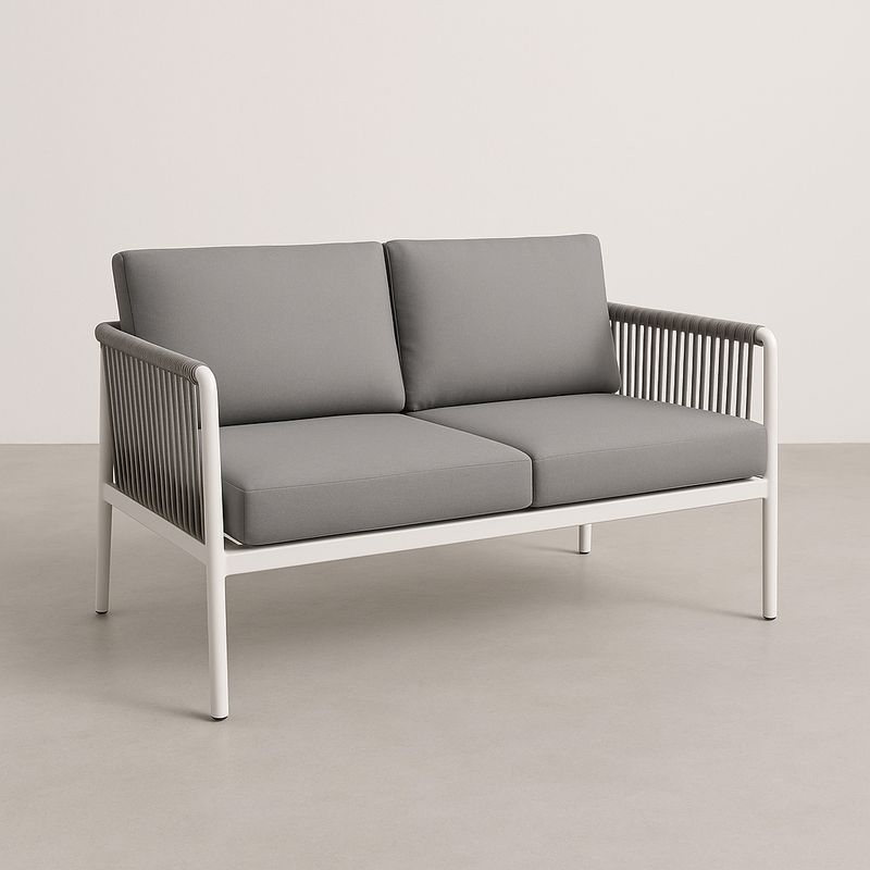 Outdoor Zweisitzer Sofa Aluminium Polyester Grau
