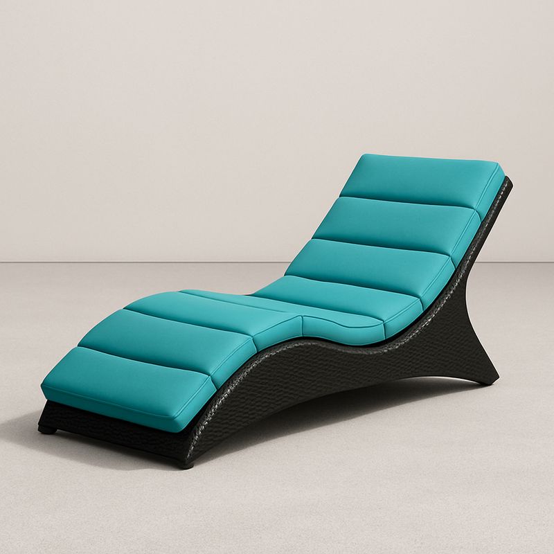 Gartenliege Wellenform Rattan Türkis Polyrattan