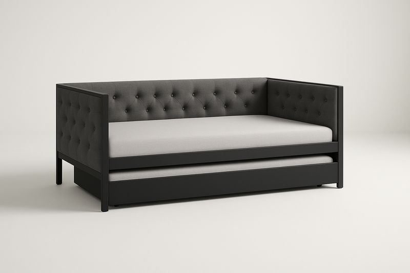 Cama nido sofá de madera de pino con tapizado gris