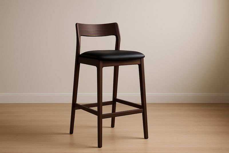 Tabouret de bar en bois et similicuir marron/noir hauteur 75×45×50 cm