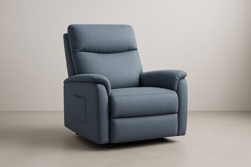 Fauteuil avec accoudoirs en tissu polyester bleu