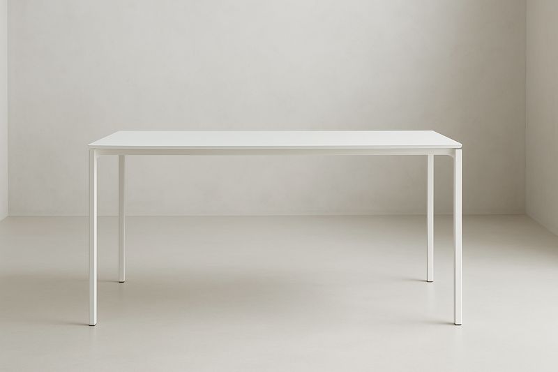 Table rectangulaire en métal blanc 140x80×75 cm