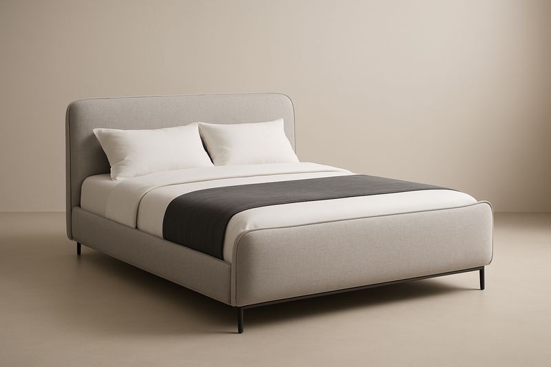 Lit en tissu 160x200×100 cm Gris Pieds en métal