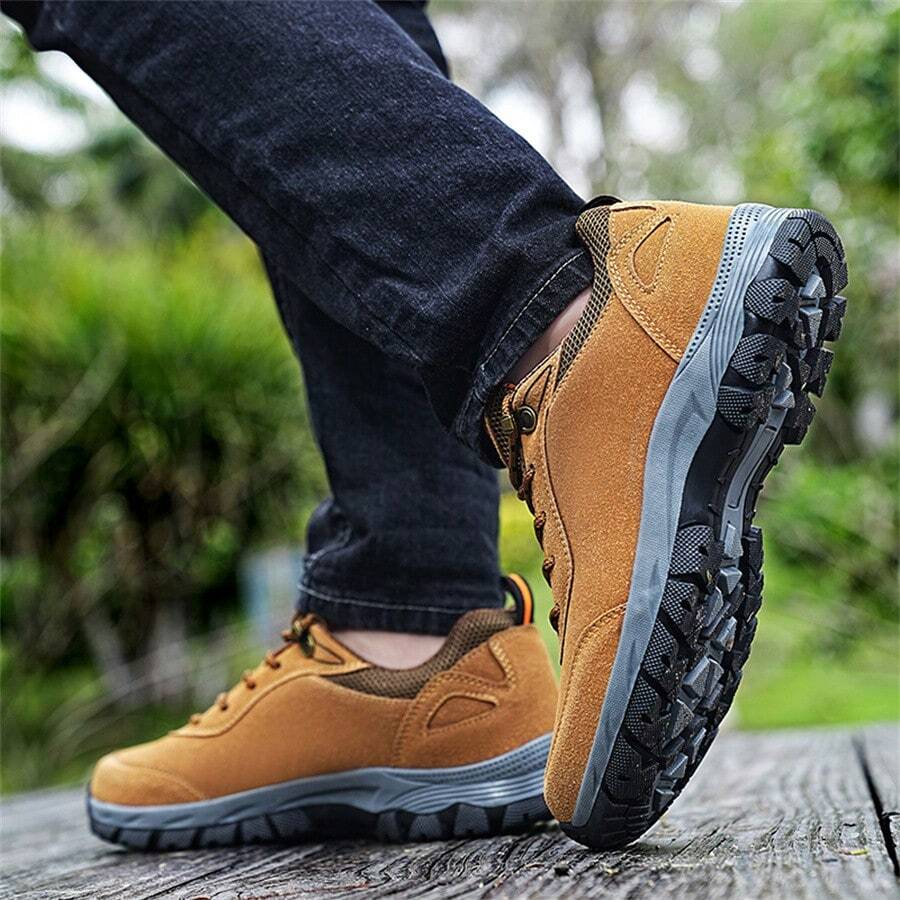 Men's Lightweight Non-Slip Suede Leather Outdoor Shoes,Comfy Orthopedic Walking Shoes - 4004