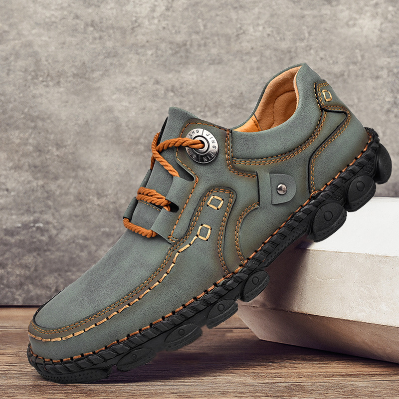 Men's lace up hand sewn business casual shoes