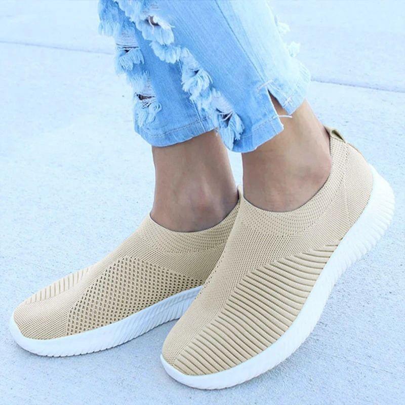 Women Sneaker Air Mesh Soft Shoes Casual Slip On Ladies Flat Shoes