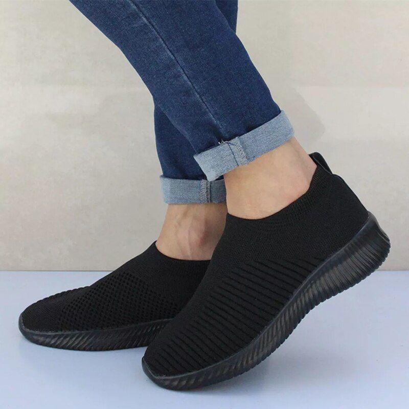 Women Sneaker Air Mesh Soft Shoes Casual Slip On Ladies Flat Shoes
