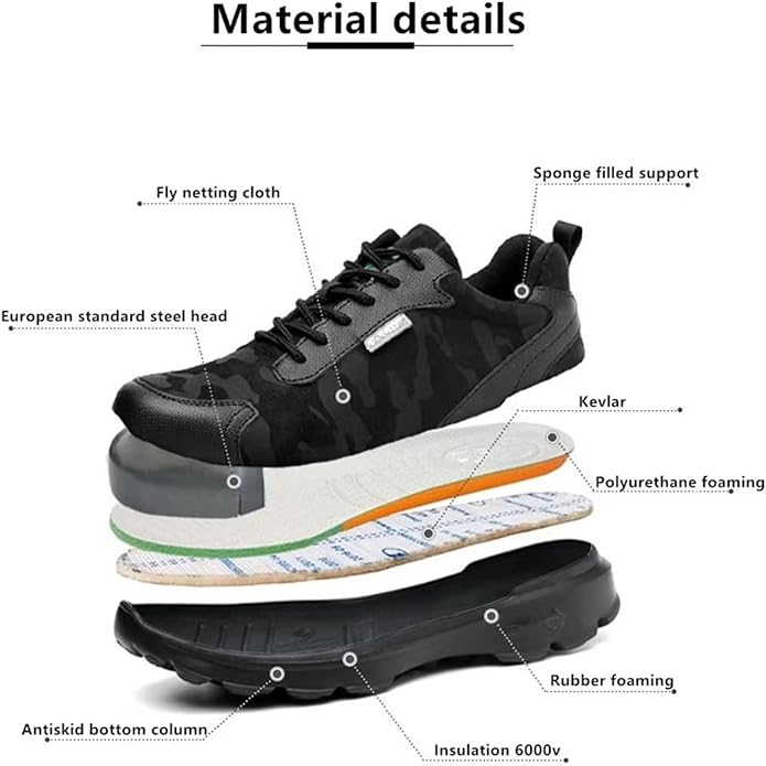 Men's Safety Shoes And Work Shoes, Light And Comfortable, Anti-squeeze, Anti-puncture, Non-slip, Breathable (Steel Toe)