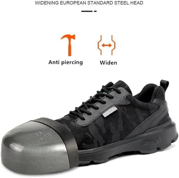 Men's Safety Shoes And Work Shoes, Light And Comfortable, Anti-squeeze, Anti-puncture, Non-slip, Breathable (Steel Toe)