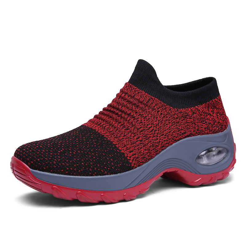 Women's Breathable Knit Sneakers - Comfortable Low Top Slip On Shoes with Air Cushion, Plus Size - For Women - Suitable for Casual Wear, Running & Walking - Perfect Gift for Fashionable Women